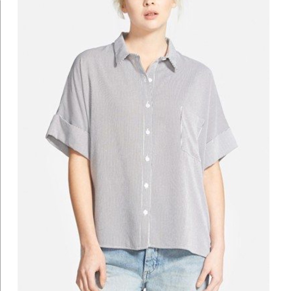 pinstripe oversized button down